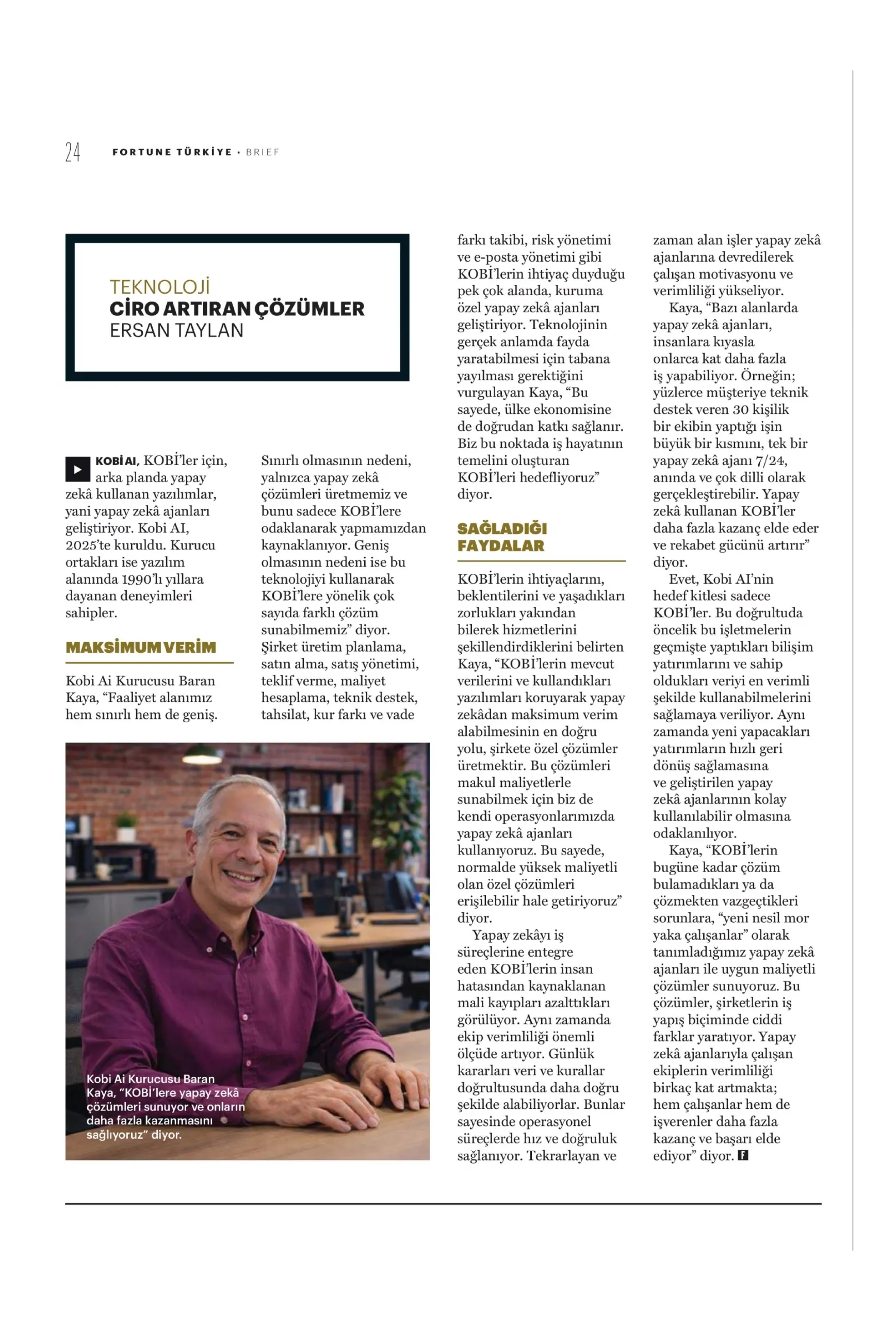 TEKNOLOJİ: CİRO ARTIRAN ÇÖZÜMLER (Fortune Türkiye Dergisi, Nisan 2026)