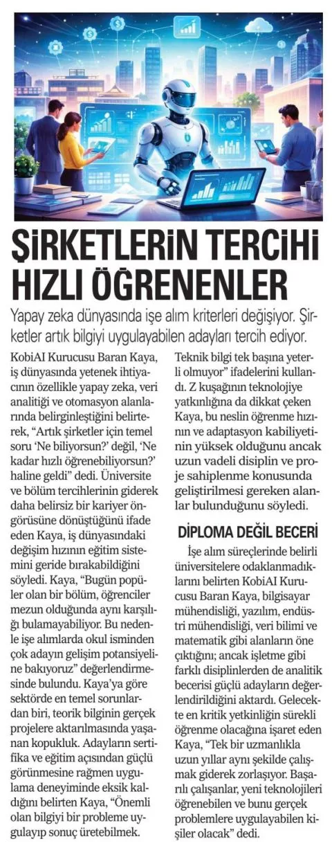 Şirketlerin Tercihi Hızlı Öğrenenler (Akşam Gazetesi 27.06.2026)