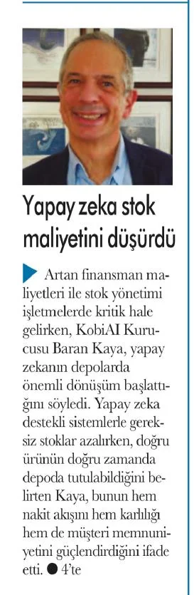 Yapay Zeka Stok Maliyetini Düşürdü (İş’Te Ege Gazetesi 01.08.2026)