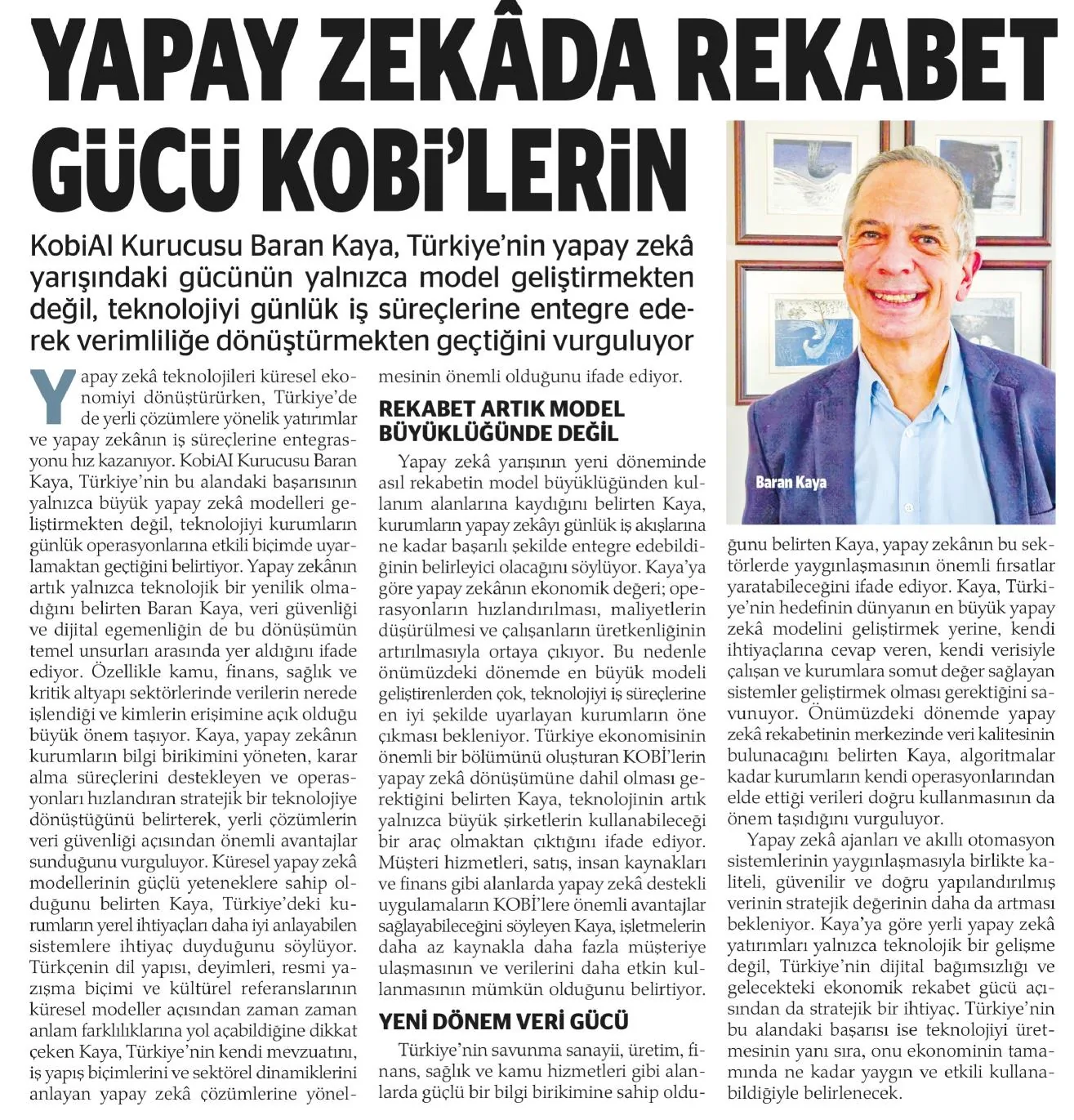 Yapay Zekâda Rekabet Gücü KOBİ’lerin (Analiz Gazetesi 25.08.2026)